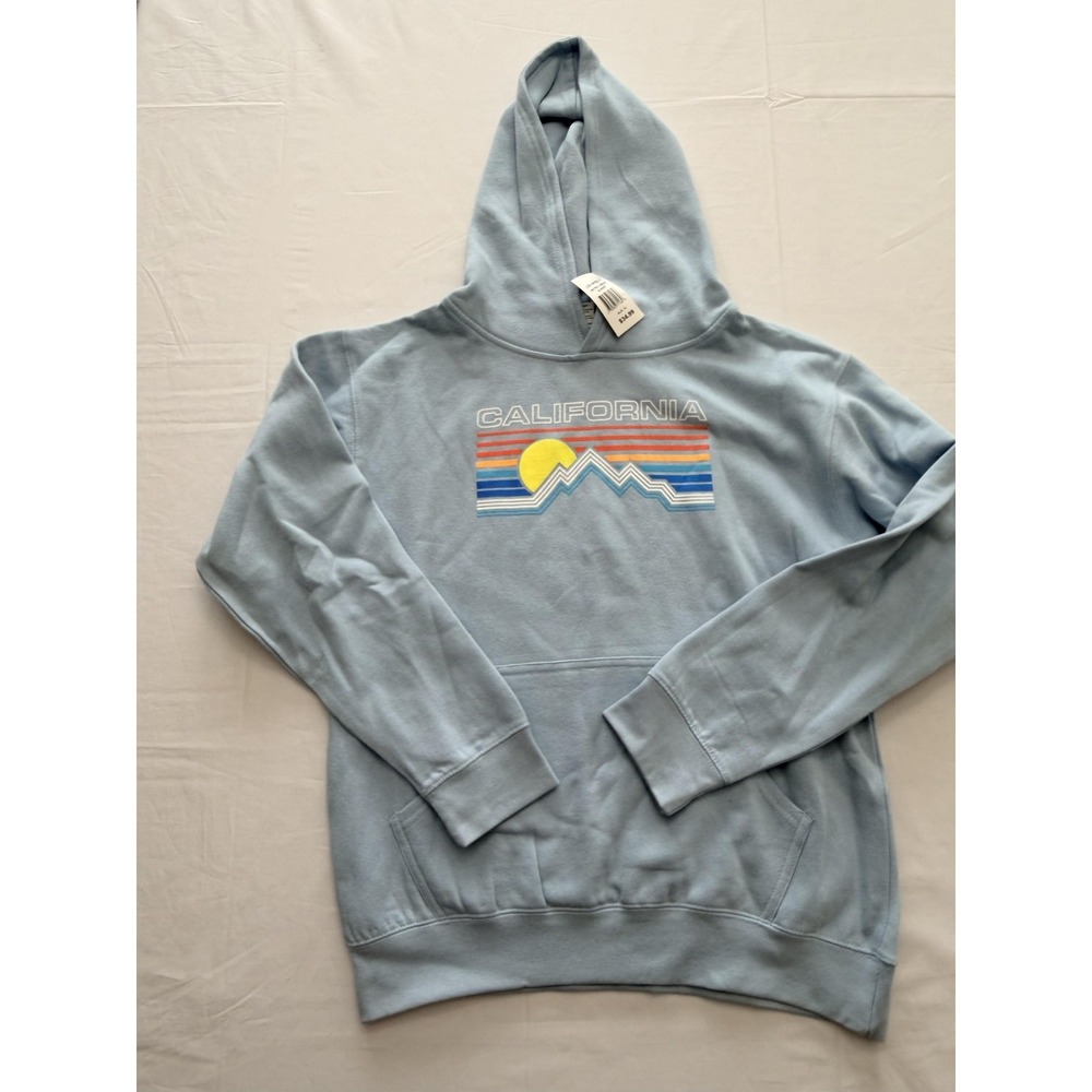 Smart Blanks Hoodie Kids XL Blue California Retro Sunset Fleece Pullover Graphic